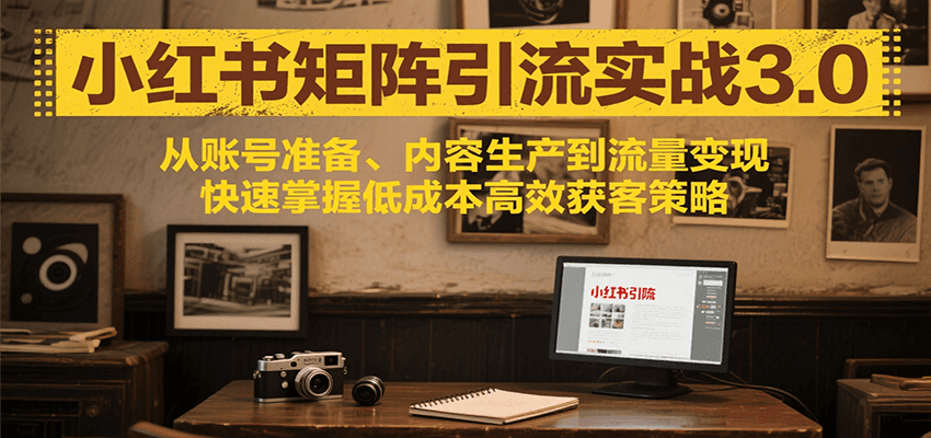 小红书矩阵引流3.0，从账号准备、内容生产到流量变现，快速掌握低成本高效获客策略-咖脉互联