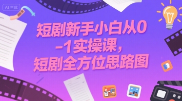 短剧新手小白从0-1实操课，短剧全方位思路图-咖脉互联