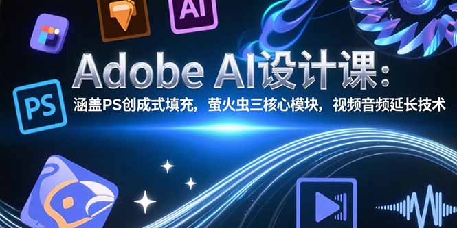 Adobe AI设计课：涵盖PS创成式填充，萤火虫三核心模块，视频音频延长技术-咖脉互联