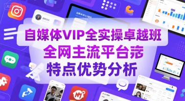 自媒体VIP全实操卓越班，全网主流平台特点优势分析-咖脉互联