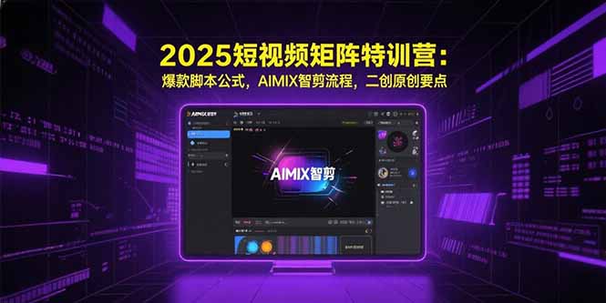 2025短视频矩阵特训营：爆款脚本公式，AIMIX智剪流程，二创原创要点-咖脉互联