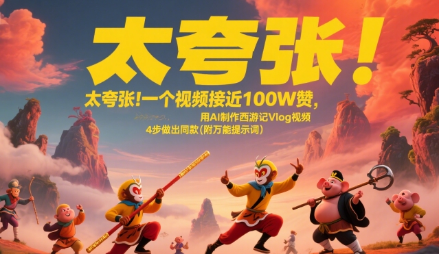 太夸张！一个视频接近100W赞，用AI制作西游记Vlog视频，全流程拆解来了(附万能提示词)-咖脉互联
