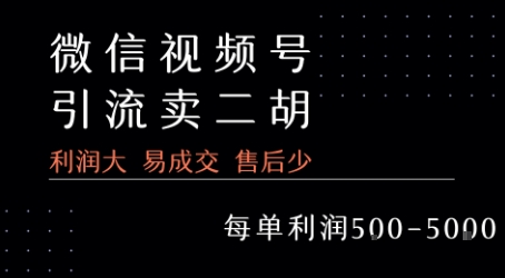 视频号卖二胡教程，利润大 易成交 售后少，一单利润5张+-咖脉互联