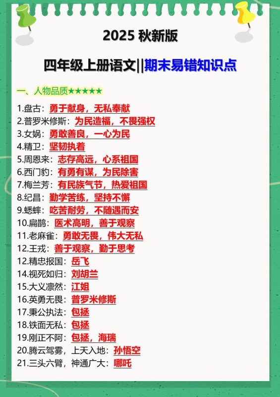 【2025秋新版】四年级上册语文‖期末易错知识点-咖脉互联