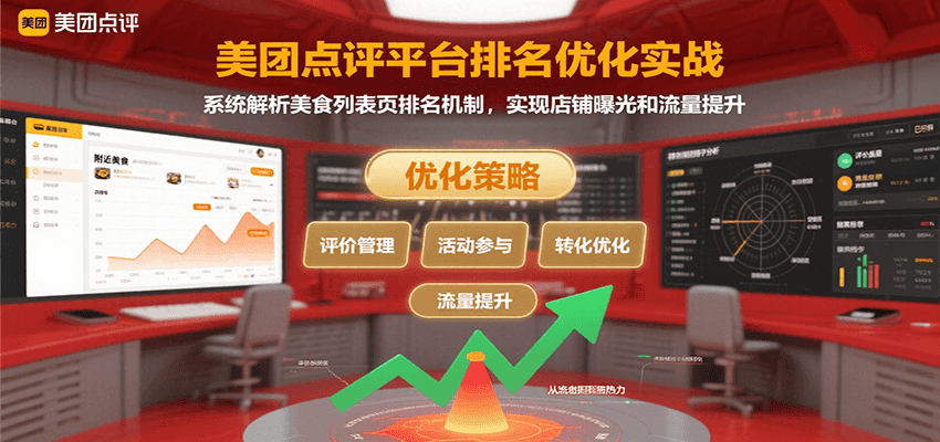 美团点评平台排名优化实战，系统解析美食列表页排名机制，实现店铺曝光和流量提升-咖脉互联