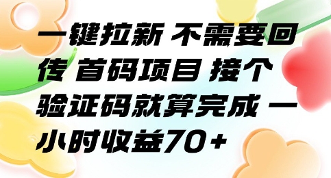 一键拉新 不需要回传 首码项目 接个验证码就算完成 一小时收益70+【揭秘】-咖脉互联
