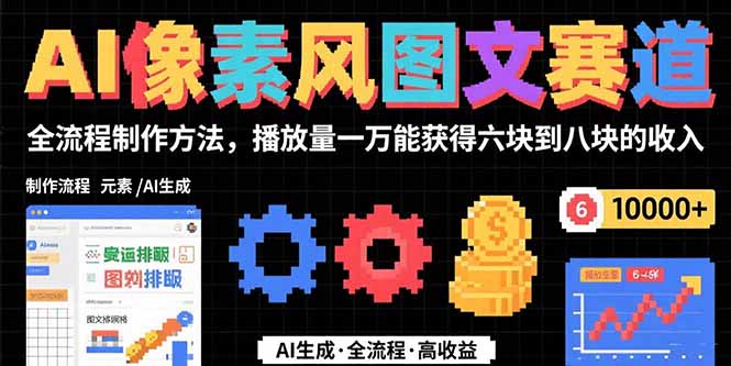 AI像素风图文赛道：全流程制作方法，播放量一万能获得6块到8块的收入-咖脉互联