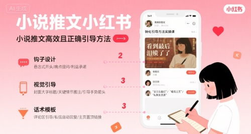 小说推文小红书高转化引导方法实操课，小说推文高效且正确引导方法-咖脉互联