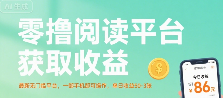 零撸阅读平台获取收益，最新无门槛平台，一部手机即可操作，单日收益50-3张【揭秘】-咖脉互联