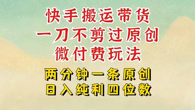 快手黑科技搬运带货，一刀不剪过原创，微付费投流玩法，轻松日入四位数…-咖脉互联