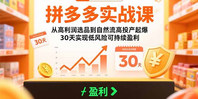 拼多多实战课：从高利润选品到自然流高投产起爆 30天实现低风险可持续盈利-咖脉互联
