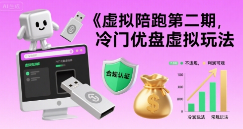 虚拟陪跑第二期，冷门优盘虚拟玩法，不违规，利润可观-咖脉互联