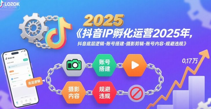 抖音IP孵化运营2025年，抖音底层逻辑-账号搭建-摄影剪辑-账号内容-规避违规-咖脉互联
