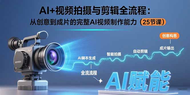 AI+视频拍摄与剪辑全流程：从创意到成片的完整AI视频制作能力(25节课-咖脉互联