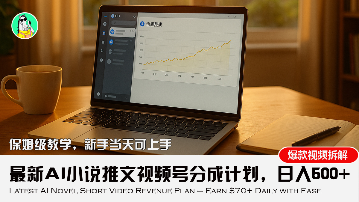 最新AI小说推文视频号分成计划，新手小白也能当天日入500+教程-咖脉互联