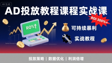 AD投放教程课程实战课，实现广告ROI300%+可持续暴利-咖脉互联