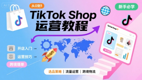 TikTok Shop从0到1运营教程，TikTok跨境电商新手必学课程-咖脉互联
