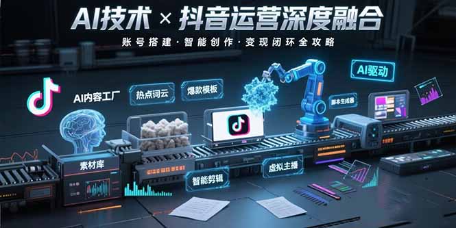 AI技术与抖音运营的深度融合应用：涵盖账号搭建、内容创作、收益变现等-咖脉互联