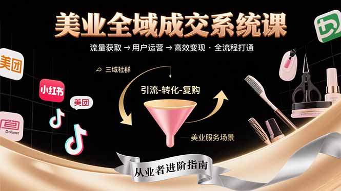 美业全域成交系统课程：帮助美业从业者打通从流量获取到高效变现全流程-咖脉互联