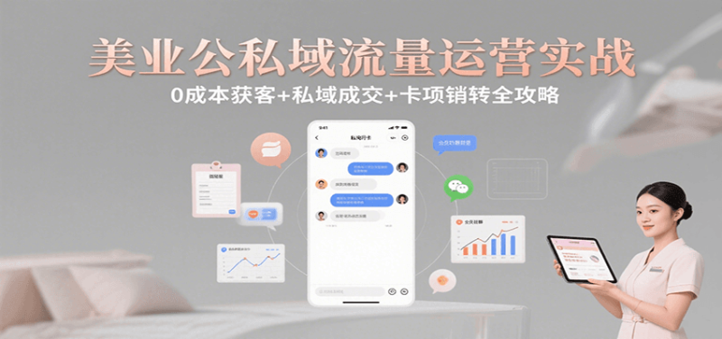 美业公私域流量运营实战:0成本获客+私域成交+卡项销转全攻略-咖脉互联