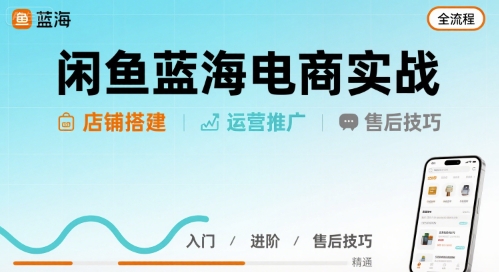 闲鱼蓝海电商实战，店铺搭建运营售后全流程-咖脉互联