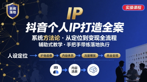 抖音个人IP系统落地实操大课，实操课程，辅助落地-咖脉互联
