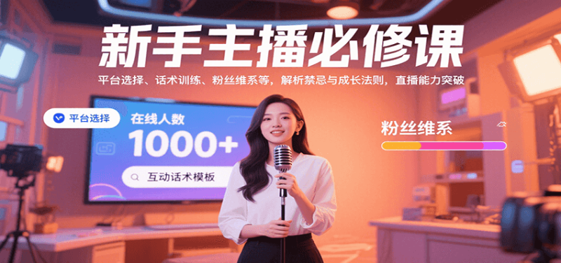 新手主播必修课:平台选择、话术训练、粉丝维系等,解析禁忌与成长法则,突破直播能力-咖脉互联