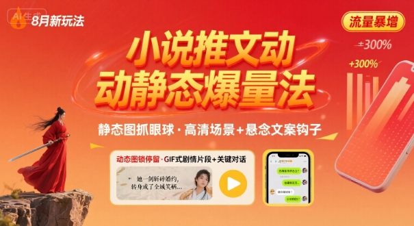 8月小说推文全新玩法，动静态图片+搭配小说文案爆量玩法-咖脉互联