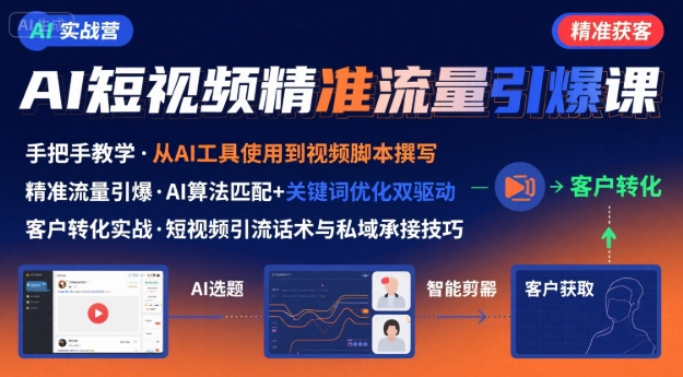 AI+短视频引爆精准客户实战营，手把手教你引爆Ai短视频精准流量-咖脉互联
