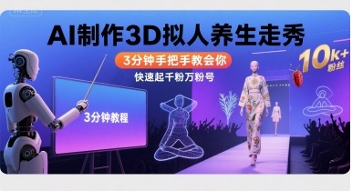 Ai制作3D拟人养生走秀，3分钟手把手教会你，快速起千粉万粉号-咖脉互联