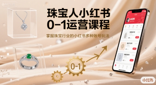 珠宝人小红书0-1运营课程，掌握珠宝行业的小红书多种账号玩法-咖脉互联