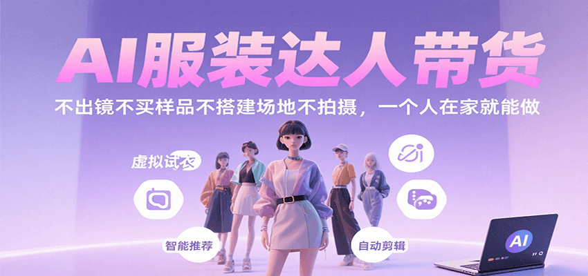 AI服装达人带货，不出镜不买样品不搭建场地不拍摄，一个人在家就能做-咖脉互联