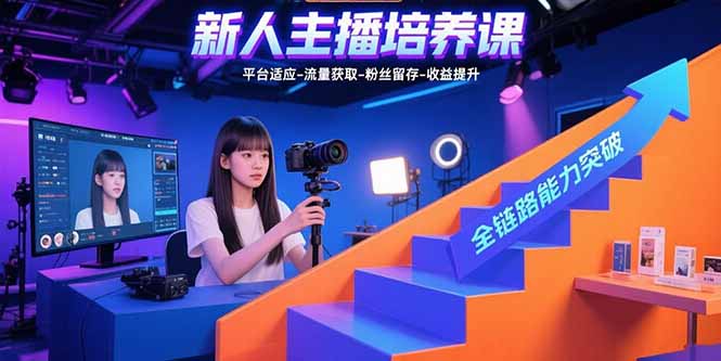 新人主播培养课：平台适应-流量获取-粉丝留存-收益提升 全链路能力突破-咖脉互联