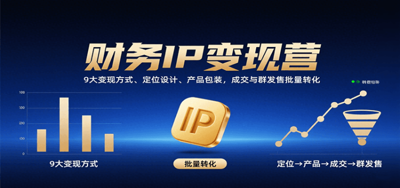 财务IP变现营:9大变现方式、定位设计、产品包装,成交与群发售批量转化-咖脉互联