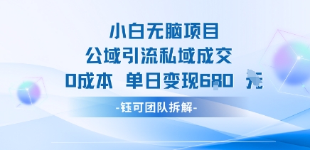 小白无脑项目公域引流私域成交0成本单日变现680米-咖脉互联