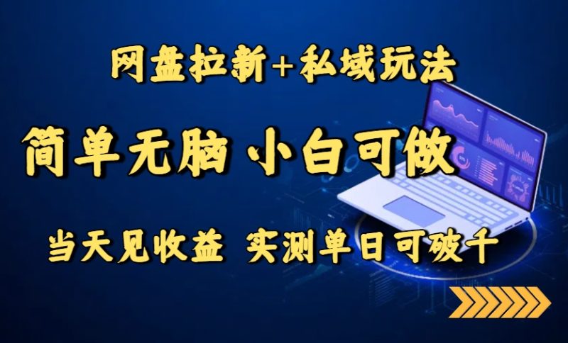 网盘拉新+私域玩法,简单无脑,小白可做,当天见收益,实测单日可破千-咖脉互联