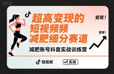 超高变现的短视频减肥细分赛道,减肥账号抖音实战训练营-咖脉互联