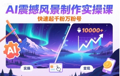 AI震撼风景制作实操课,快速起千粉万粉号-咖脉互联