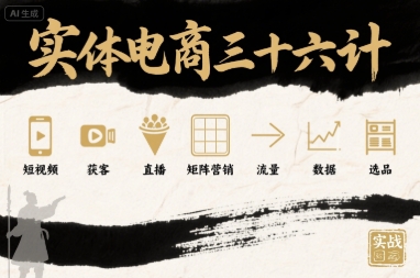 实体电商三十六计,短视频-获客-直播-矩阵营销-流量-数据-选品-咖脉互联
