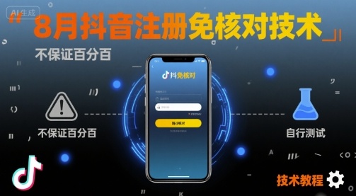 8月抖音注册免核对技术,不保证百分百,自测-咖脉互联