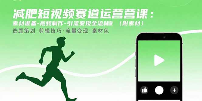 减肥短视频赛道运营课:素材准备-视频制作-引流变现全流程 (附素材-咖脉互联