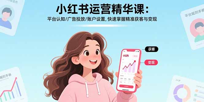 小红书运营精华课:平台认知/广告投放/账户设置,快速掌握精准获客与变现-咖脉互联