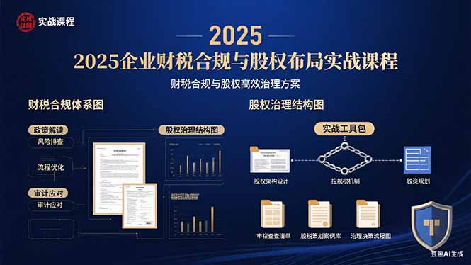 2025企业财税合规与股权布局的实战课程:财税合规与股权高效治理方案-咖脉互联