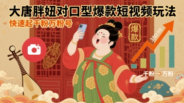 大唐胖妞对口型爆款短视频玩法,快速起千粉万粉号-咖脉互联