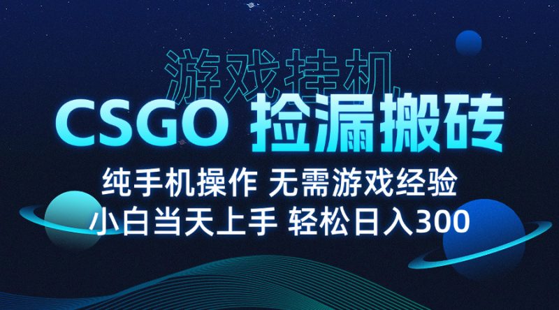 8月最新游戏搬砖,CSGO纯挂机,不需要玩游戏,实现真挂机,月入1W+-咖脉互联