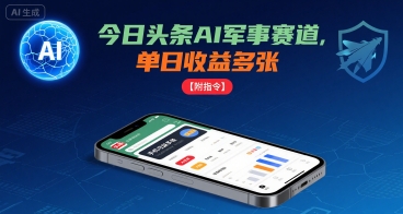今日头条AI军事赛道,单日收益多张 ,手机可做【附指令】-咖脉互联
