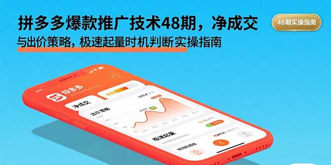 拼多多爆款推广技术48期,净成交与出价策略,极速起量时机判断实操指南-咖脉互联