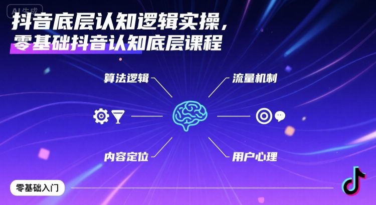 抖音底层认知逻辑实操,零基础抖音认知底层课程-咖脉互联