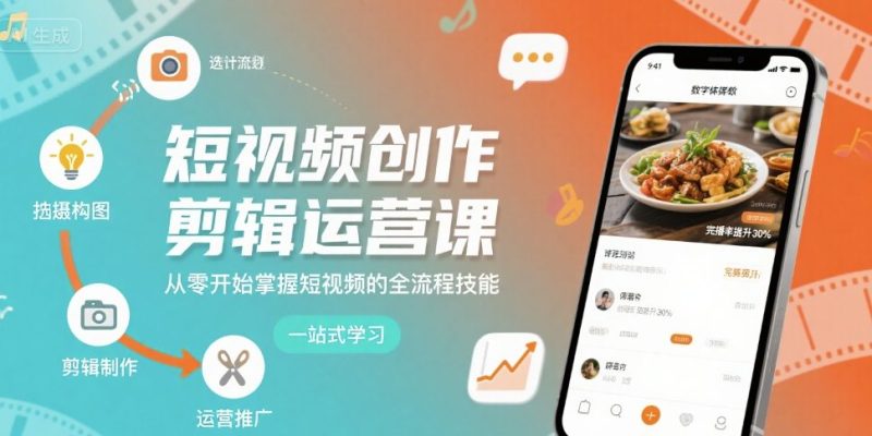 短视频创作剪辑运营课,从零开始掌握短视频的全流程技能-咖脉互联