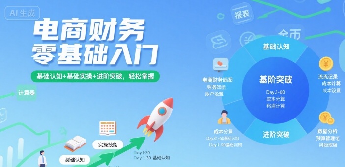 电商财务零基础入门,基础认知+基础实操+进阶突破,轻松掌握-咖脉互联